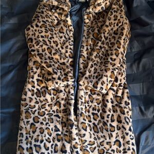 Leopard Print Faux Fur Coat